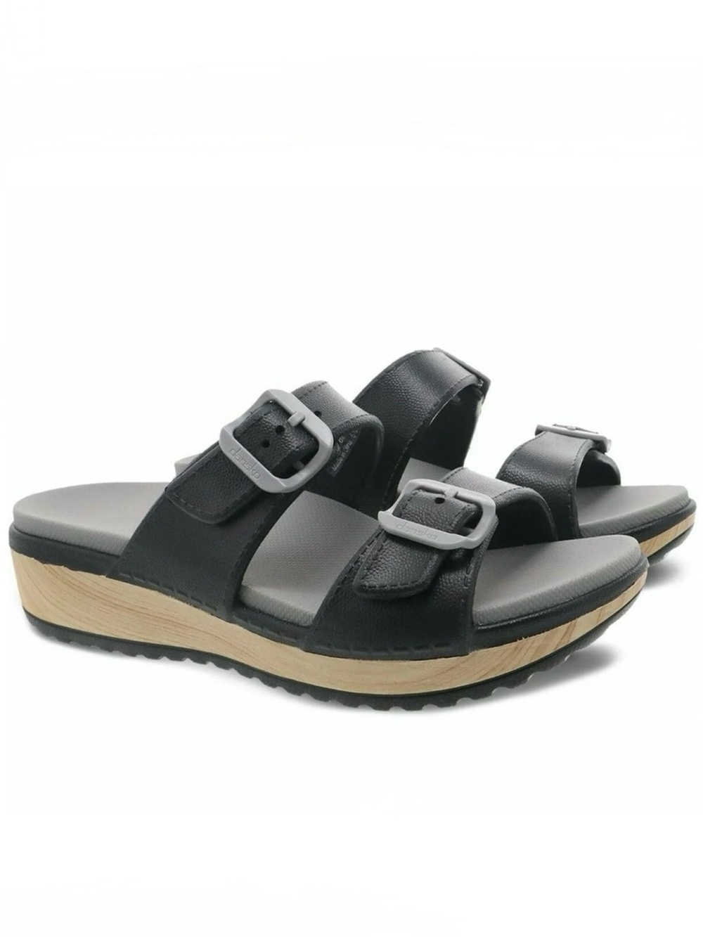 DANSKO Kandi Adjustable Double Strap SlipOn Sandals w Wood-Effect Platform Sz 39